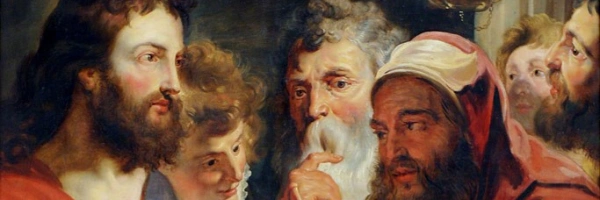 Augen auf. Nikodemus trifft Jesus. Bild eines Gemäldes von Jesus und Nikodemus.