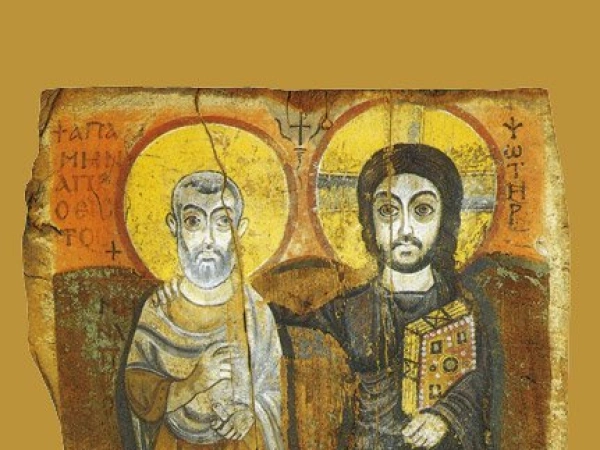 Einander immer ähnlicher. Koptische Ikone von Jesus und Abbas Menas