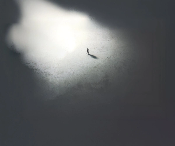 Silhouette eines einzelnen Mannes