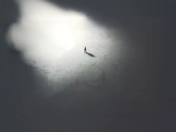 Silhouette eines einzelnen Mannes