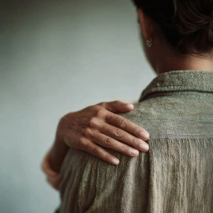 Nicht allein durch dunkle Zeiten. Tröstende Hand auf der Schulter