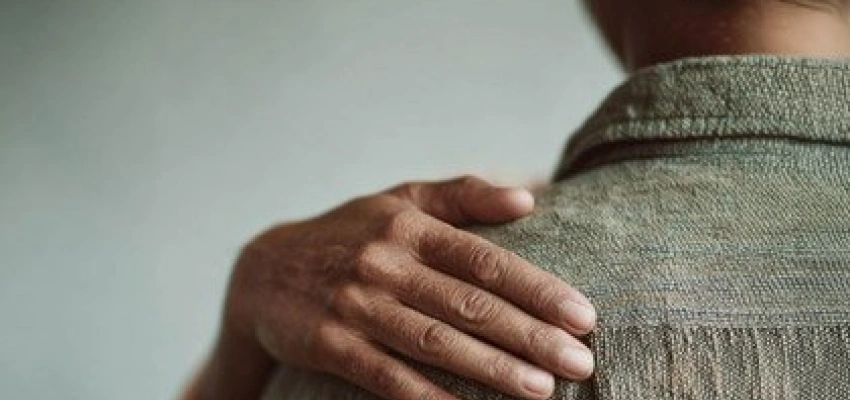 Nicht allein durch dunkle Zeiten. Tröstende Hand auf der Schulter