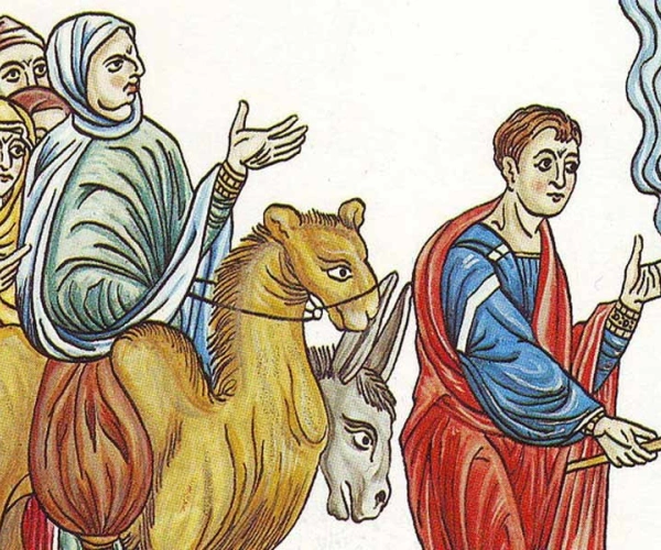 Darstellung aus dem Hortus Deliciarum der Herrad von Landsberg (um 1180)