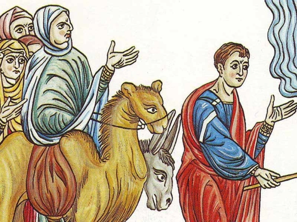 Darstellung aus dem Hortus Deliciarum der Herrad von Landsberg (um 1180)