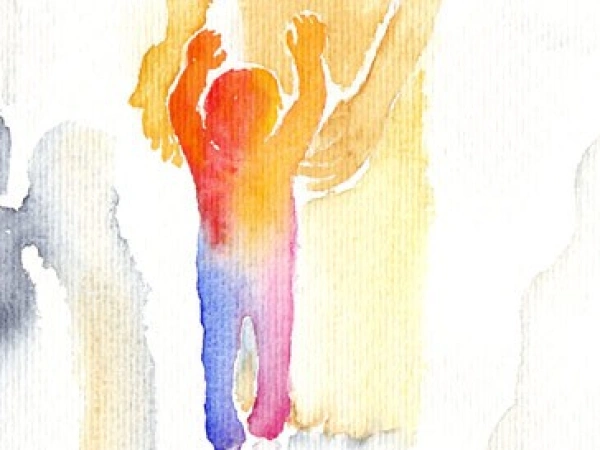Bild von Jesus der ein Kind auf den Arm nimmt