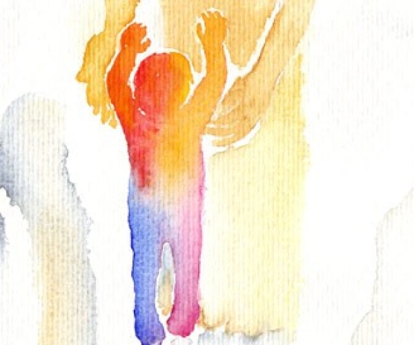 Bild von Jesus der ein Kind auf den Arm nimmt